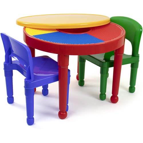 Humble Crew Kids 2-in-1 Plastic Building Blocks-Compatible Activity Table and Chair Set