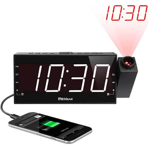 Mesqool AM/FM Digital Projection Alarm Clock Radio 