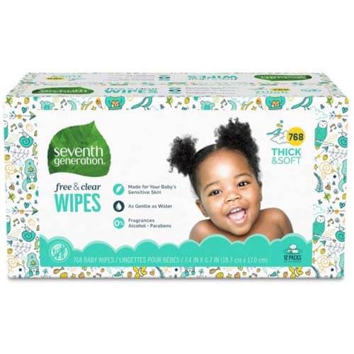 Seventh Generation Baby Wipes, Free & Clear with Flip Top Dispenser, 768 count